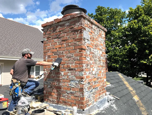 Completed chimney rebuild by Huntersville Chimney Sweep in Huntersville, NC