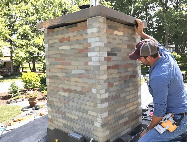Huntersville Chimney Sweep completing a modern chimney remodel in Huntersville, NC