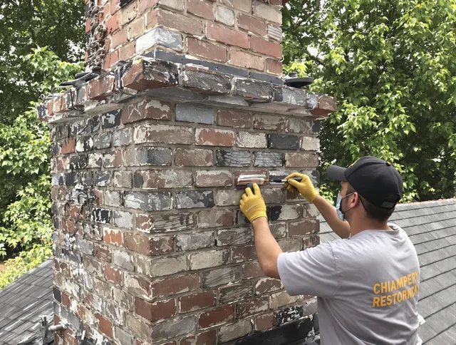 In-progress chimney restoration by Huntersville Chimney Sweep in Huntersville, NC