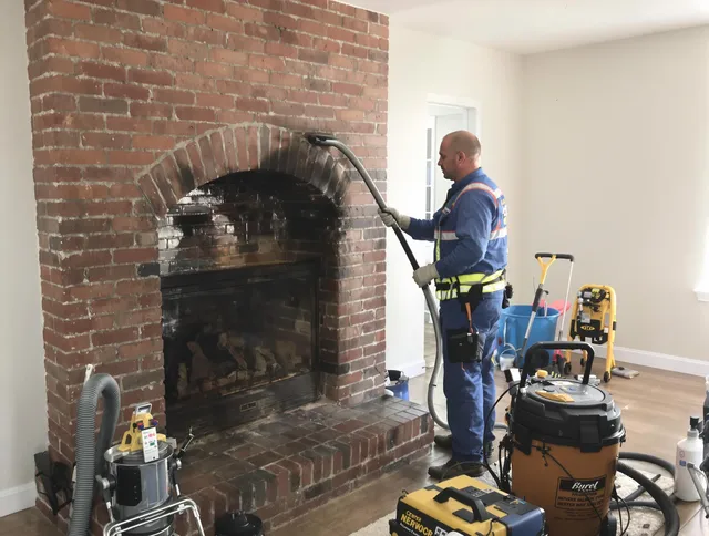 Huntersville Chimney Sweep expert performing detailed chimney sweep in Huntersville, NC