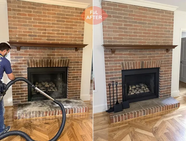 Huntersville Chimney Sweep carefully sanitizing a fireplace in Huntersville, NC