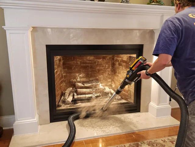 Fireplace cleaning performed by Huntersville Chimney Sweep in Huntersville, NC